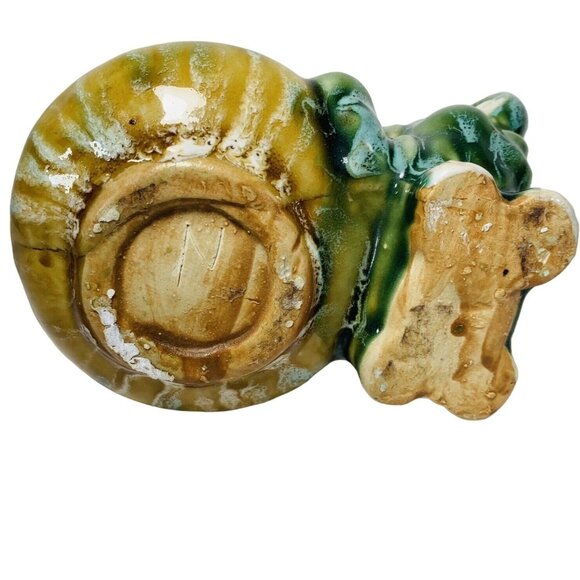 Majolica Glazed Elephant Planter Art Pottery VTG Succulent Ruffled Pot Vase Deco - Picture 4 of 13